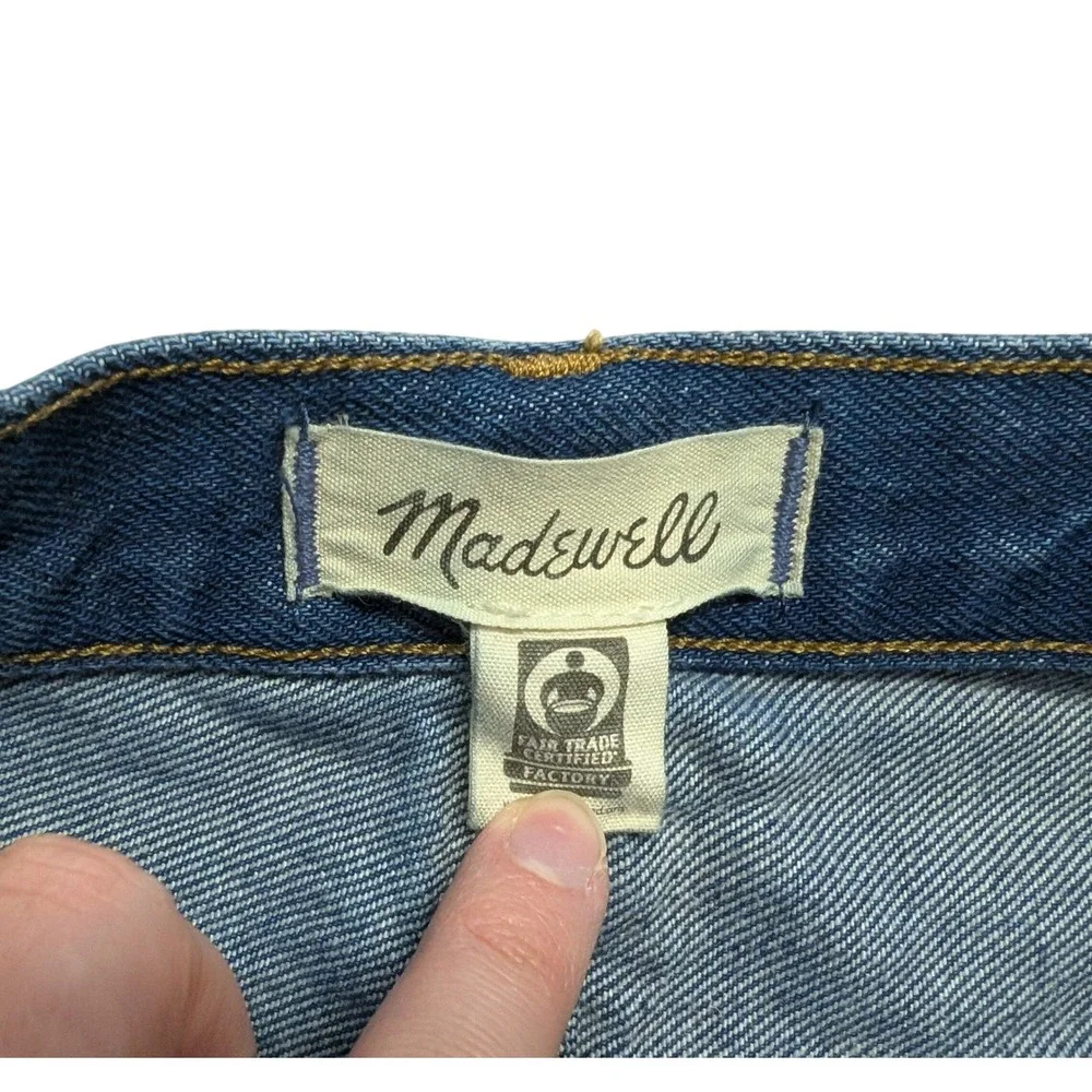 Madewell Baggy Straight Jeans Slouchy Rigid Denim‎ Hemp Dark Worn Indigo Wash 25